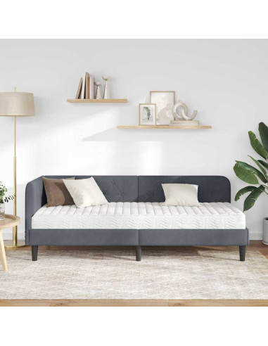 Cornice del letto ad angolo Grigio scuro 80 x 200 cm Velluto