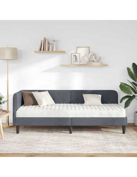 Cornice del letto ad angolo Grigio scuro 80 x 200 cm Velluto
