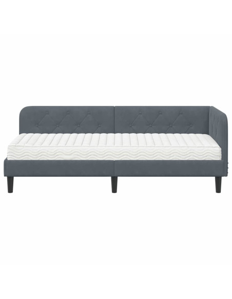 Cornice del letto ad angolo Grigio scuro 80 x 200 cm Velluto
