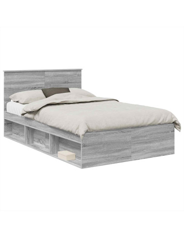 Struttura del letto con testiera Grigio Sonoma 135 x 190 cm
