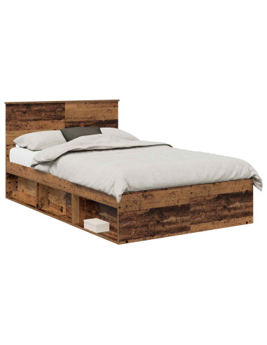 Struttura del letto con testiera Legno vecchio 135 x 190 cm