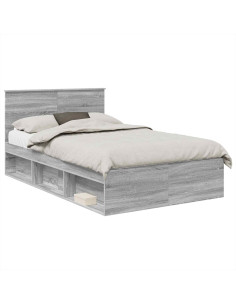 Struttura del letto con testiera Grigio Sonoma 120 x 190 cm 2