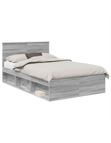 Struttura del letto con testiera Grigio Sonoma 120 x 200 cm