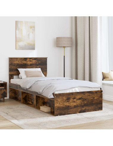 Struttura del letto Rovere fumé 100 x 200 cm Legno multistrato