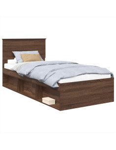 Struttura del letto con testiera Rovere Marrone 100 x 200 cm 2