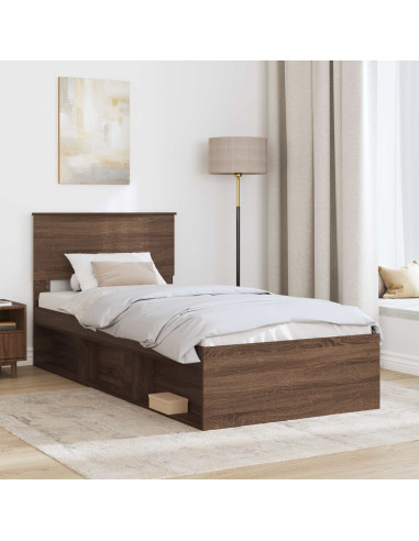 Struttura del letto con testiera Rovere Marrone 100 x 200 cm