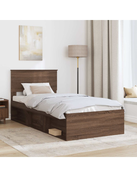 Struttura del letto con testiera Rovere Marrone 100 x 200 cm