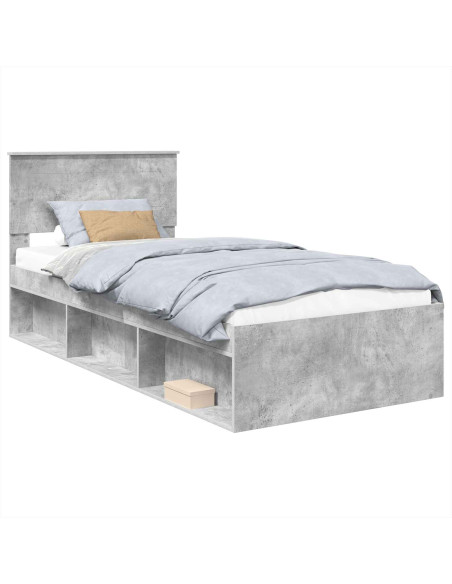 Struttura del letto con testiera Grigio Concretè 90 x 190 cm