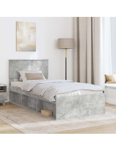 Struttura del letto con testiera Grigio Concretè 90 x 190 cm