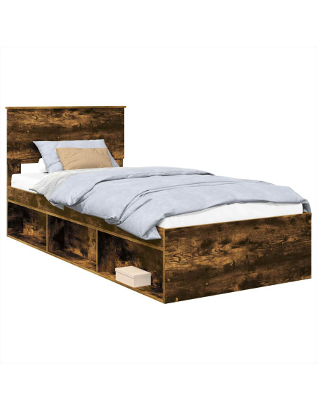 Struttura del letto Rovere fumé 90 x 190 cm Legno multistrato