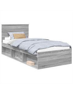 Struttura del letto Grigio Sonoma 75 x 190 cm Legno multistrato 2