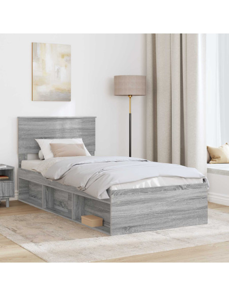 Struttura del letto Grigio Sonoma 75 x 190 cm Legno multistrato