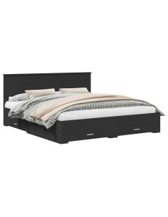 Struttura del letto con testiera Nero e Argento 200 x 200 cm 2