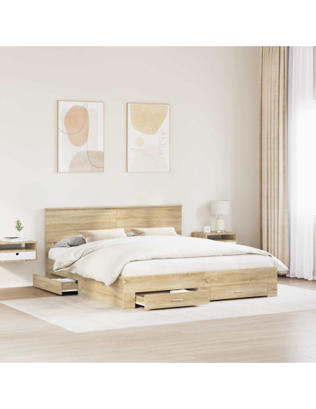 Struttura del letto con testiera Rovere Sonoma 200 x 200 cm