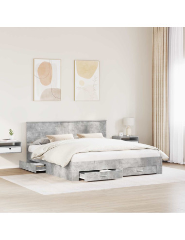 Struttura del letto con testiera Grigio cemento 200 x 200 cm