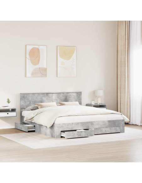 Struttura del letto con testiera Grigio cemento 200 x 200 cm