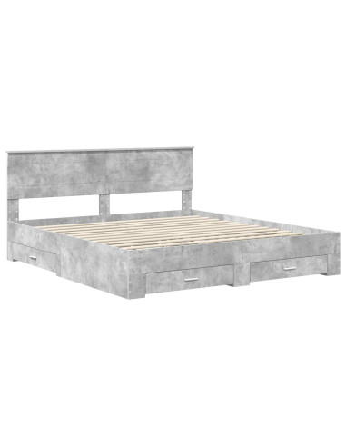 Struttura del letto con testiera Grigio cemento 200 x 200 cm