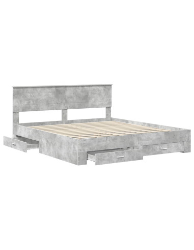 Struttura del letto con testiera Grigio cemento 200 x 200 cm