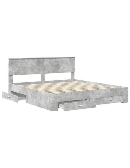 Struttura del letto con testiera Grigio cemento 200 x 200 cm