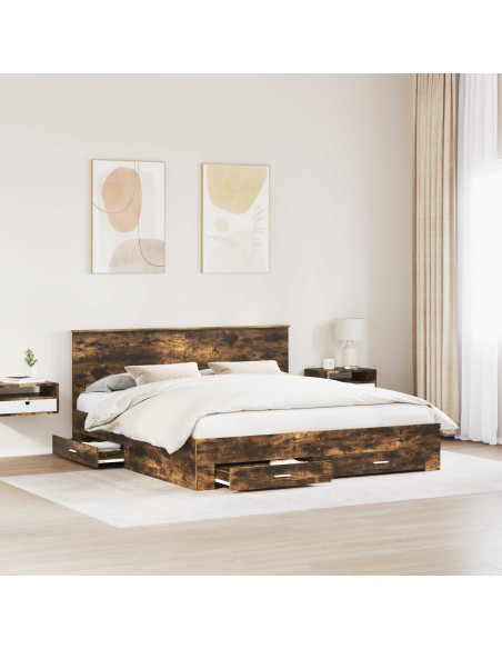 Struttura del letto Rovere fumé 200 x 200 cm Legno multistrato