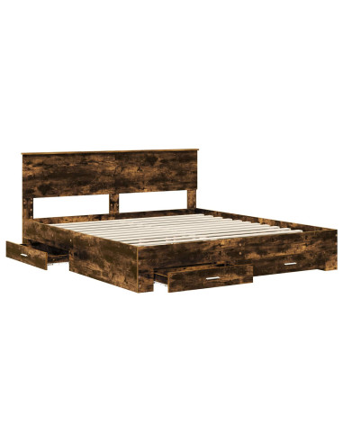 Struttura del letto Rovere fumé 200 x 200 cm Legno multistrato