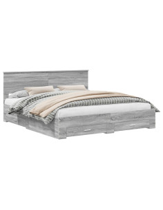 Struttura del letto con testiera Grigio Sonoma 200 x 200 cm 2