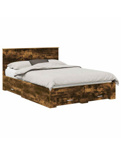 Struttura del letto Rovere fumé 150 x 200 cm Legno multistrato 2