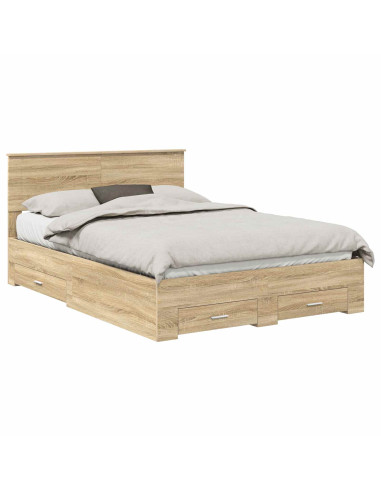 Struttura del letto con testiera Rovere Sonoma 140 x 190 cm