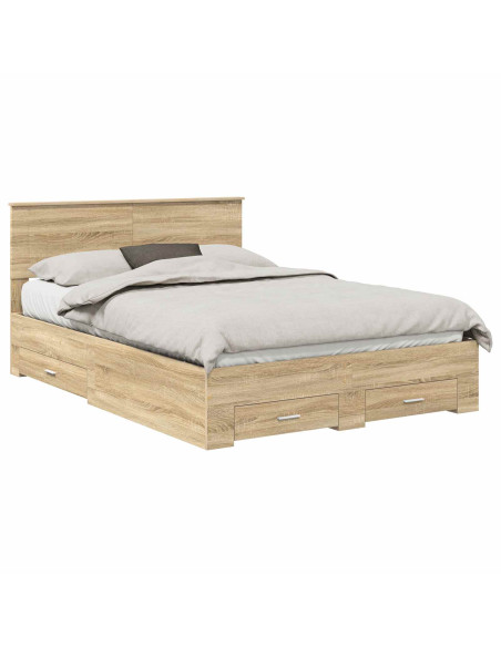 Struttura del letto con testiera Rovere Sonoma 140 x 190 cm