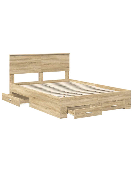 Struttura del letto con testiera Rovere Sonoma 140 x 190 cm