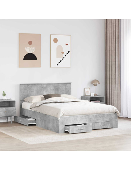 Struttura del letto con testiera Grigio cemento 140 x 190 cm