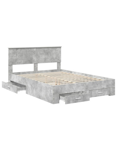 Struttura del letto con testiera Grigio cemento 140 x 190 cm