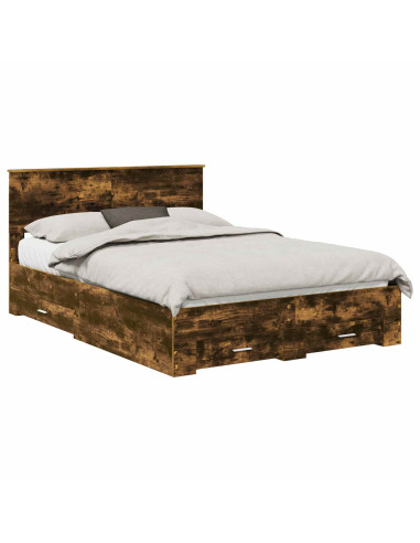 Struttura del letto Rovere fumé 140 x 190 cm Legno multistrato