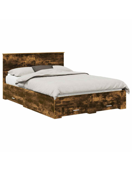 Struttura del letto Rovere fumé 140 x 190 cm Legno multistrato