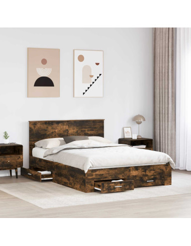 Struttura del letto Rovere fumé 140 x 190 cm Legno multistrato