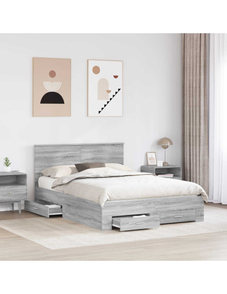 Struttura del letto con testiera Grigio Sonoma 140 x 190 cm