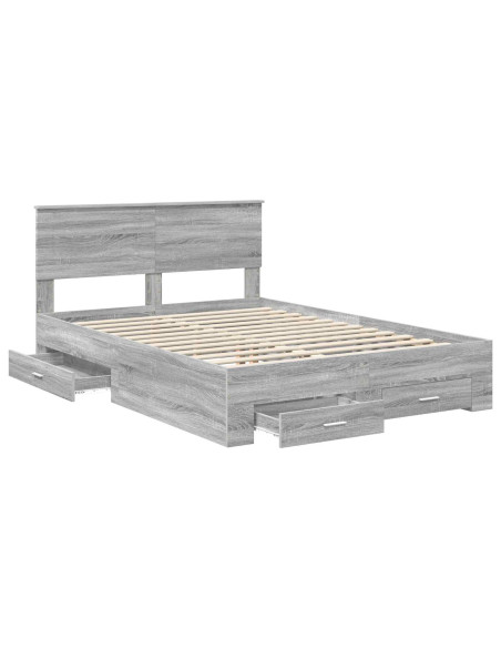 Struttura del letto con testiera Grigio Sonoma 140 x 190 cm