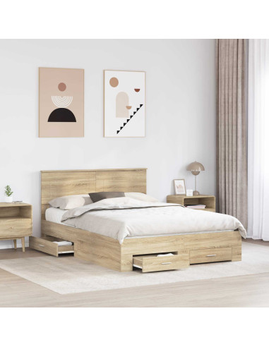 Struttura del letto con testiera Rovere Sonoma 140 x 200 cm