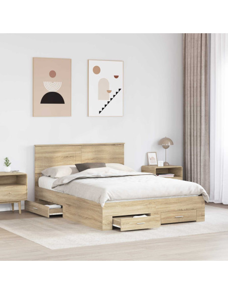 Struttura del letto con testiera Rovere Sonoma 140 x 200 cm