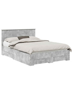 Struttura del letto con testiera Grigio cemento 140 x 200 cm 2