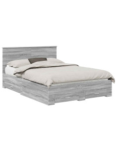 Struttura del letto con testiera Grigio Sonoma 140 x 200 cm 2