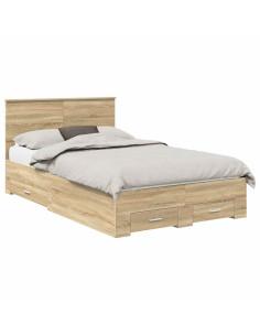 Struttura del letto con testiera Rovere Sonoma 135 x 190 cm 2