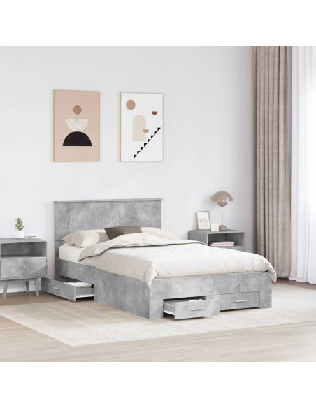 Struttura del letto con testiera Grigio cemento 135 x 190 cm