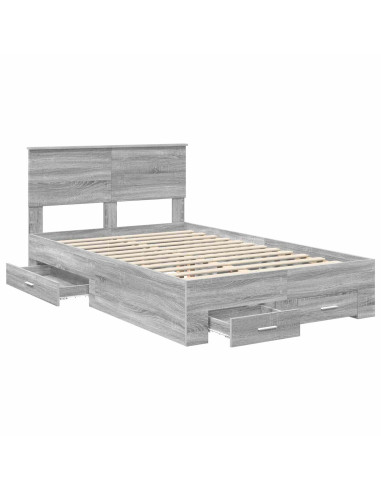 Struttura del letto con testiera Grigio Sonoma 135 x 190 cm