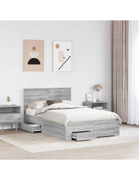 Struttura del letto con testiera Grigio Sonoma 120 x 190 cm