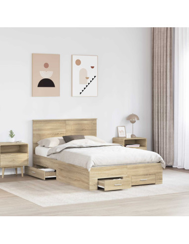 Struttura del letto con testiera Rovere Sonoma 120 x 200 cm