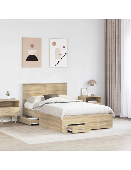 Struttura del letto con testiera Rovere Sonoma 120 x 200 cm