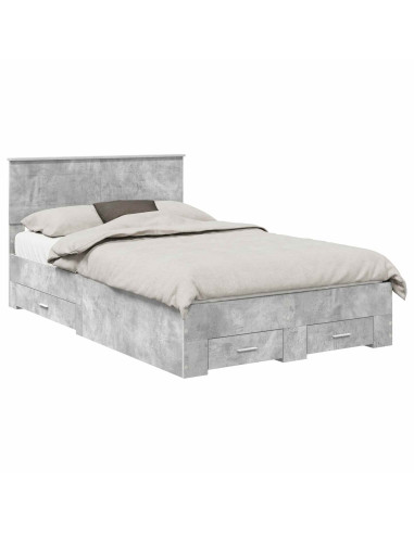 Struttura del letto con testiera Grigio cemento 120 x 200 cm