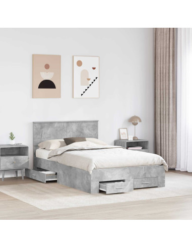 Struttura del letto con testiera Grigio cemento 120 x 200 cm