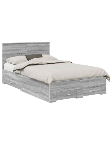 Struttura del letto con testiera Grigio Sonoma 120 x 200 cm